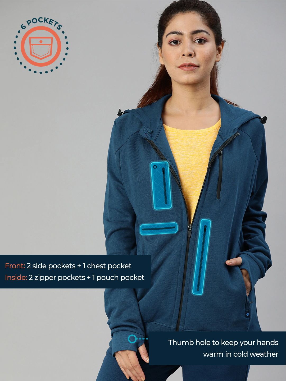 Rimo Navy Organic Cotton Sweatshirt | Women